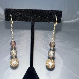 Amber colored stone dangle earrings